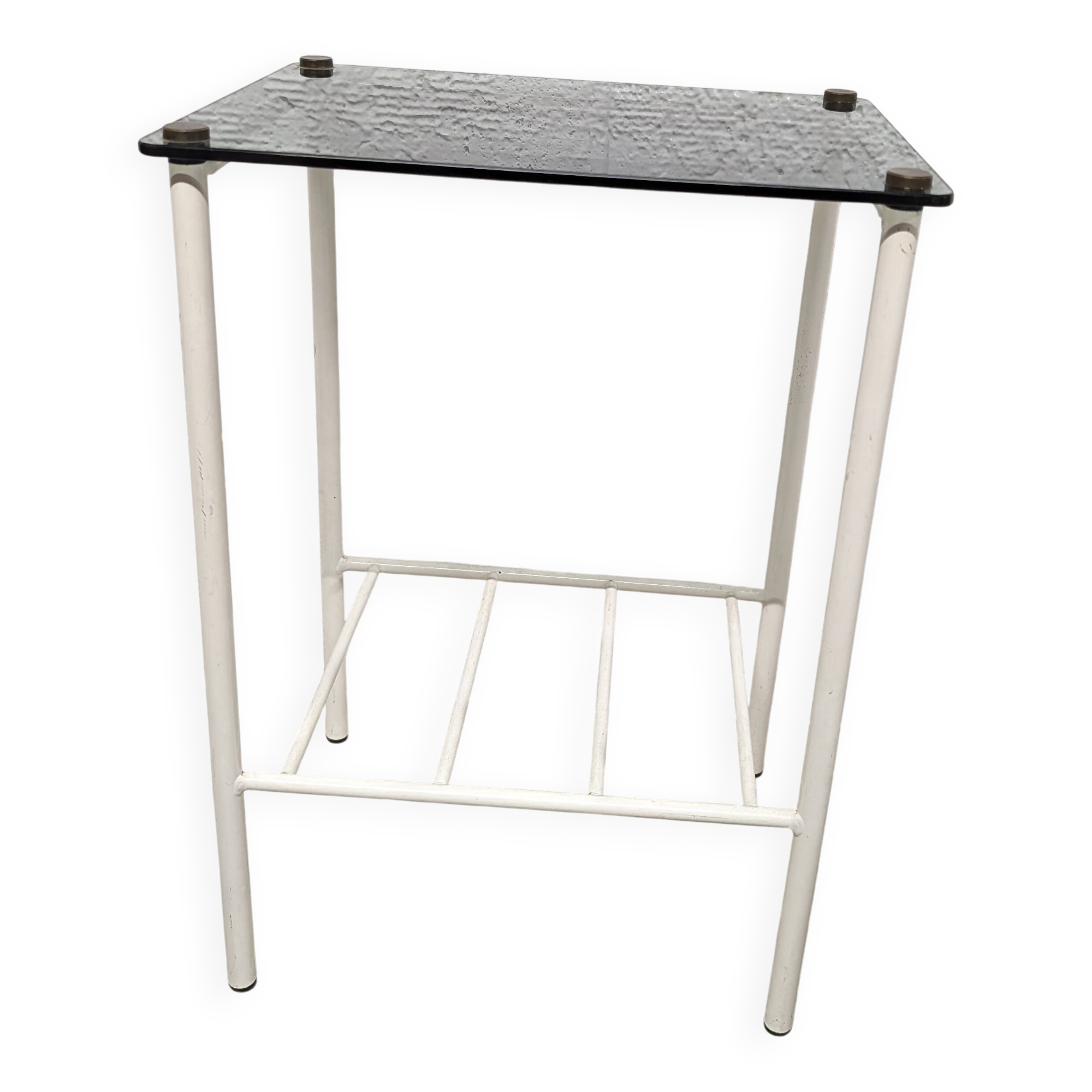 Vintage metal and glass side table
