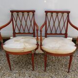 Pair of art nouveau mahogany armchairs