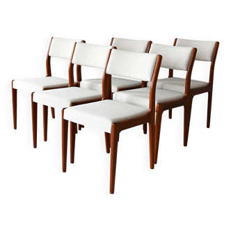 Ensemble de 6 chaises de salle à manger scandinaves en teck des années 1960