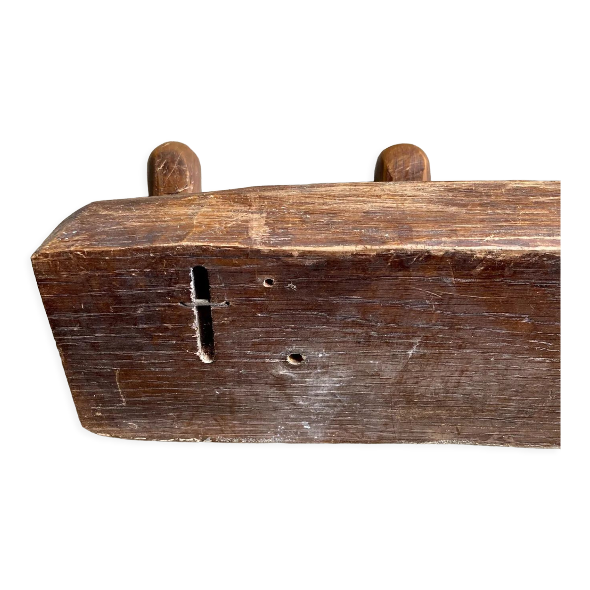 Brutalist wall coat rack 4 dark wood hooks