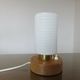 Scandinavian lamp, made of wood, brass and embossed glass 70s