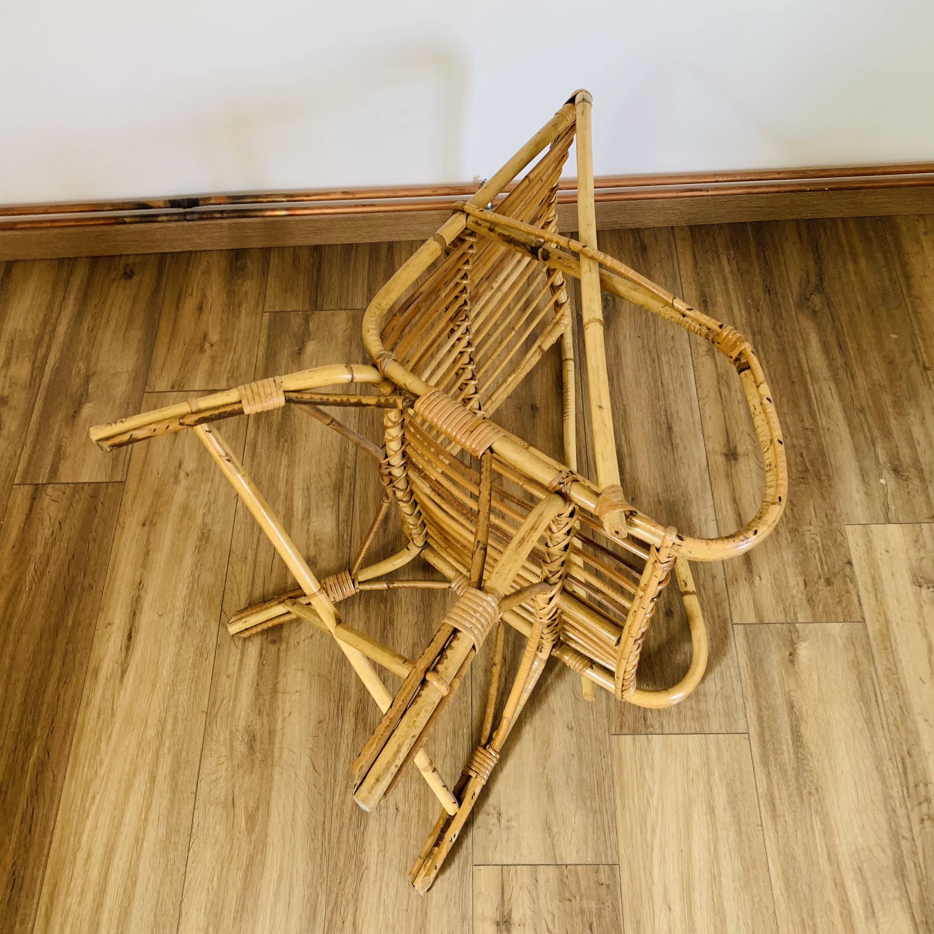 Cubic rattan armchair