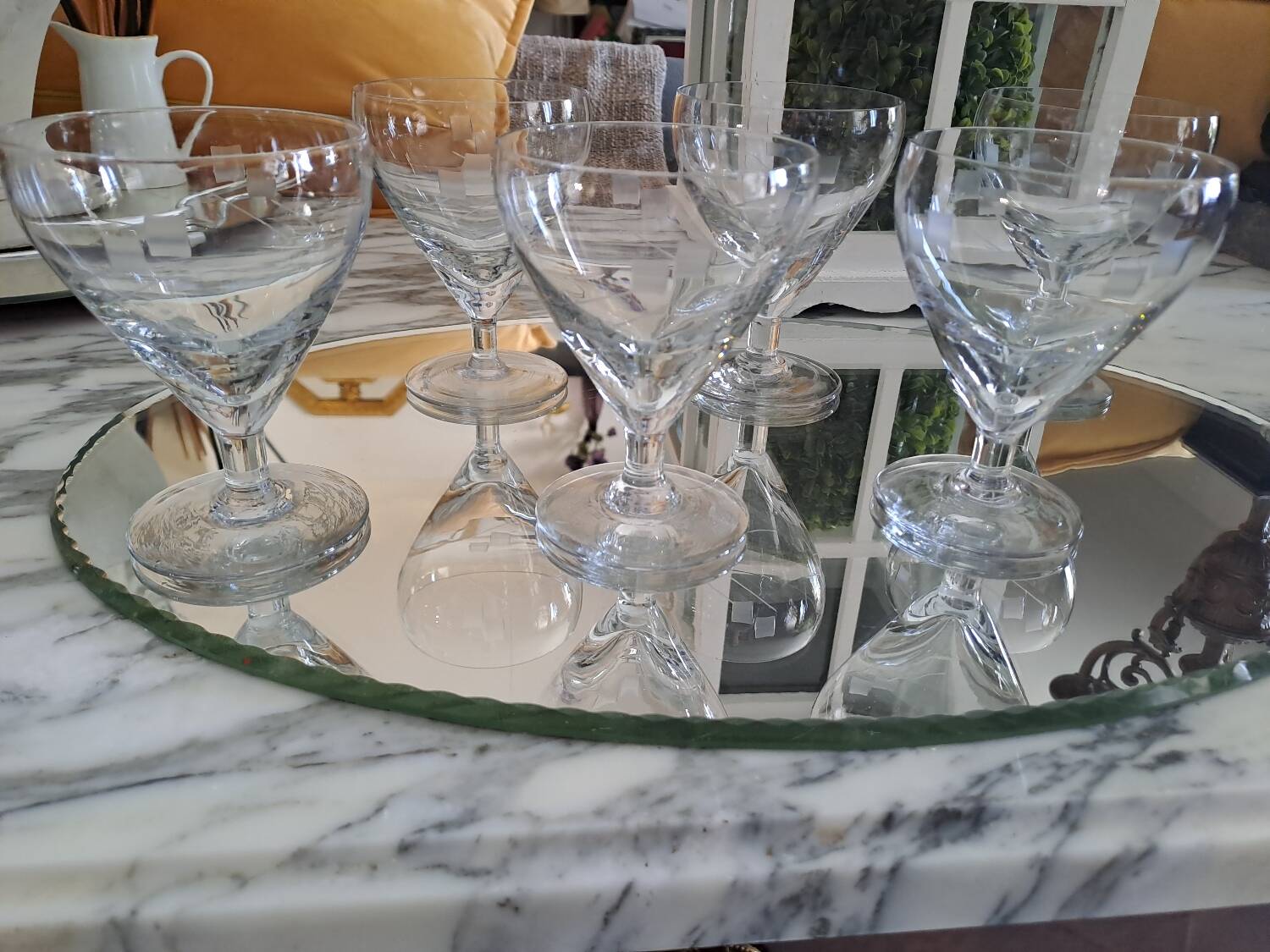 6 verres à vin gravés style bistro en verre soufflé