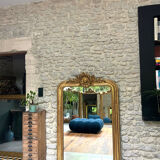 Mirror 153/101cm Louis-Philippe with pediment and pearl gold leaf.