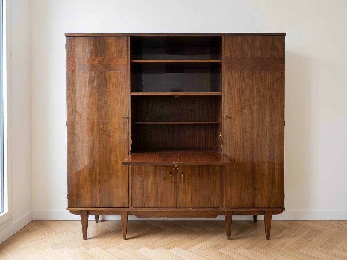 Vintage 1950s wooden wardrobe