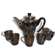 Brushed chrome nickel-plated copper coffeepot and 6 cups alu