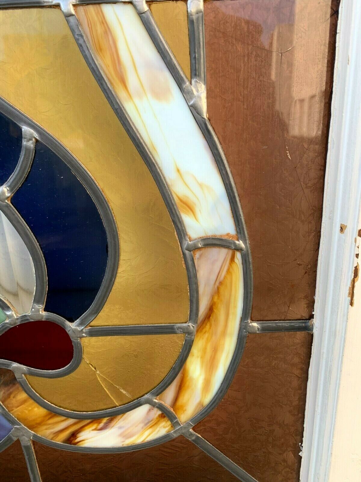 Double doors of passage in stained glass Art Deco XX century