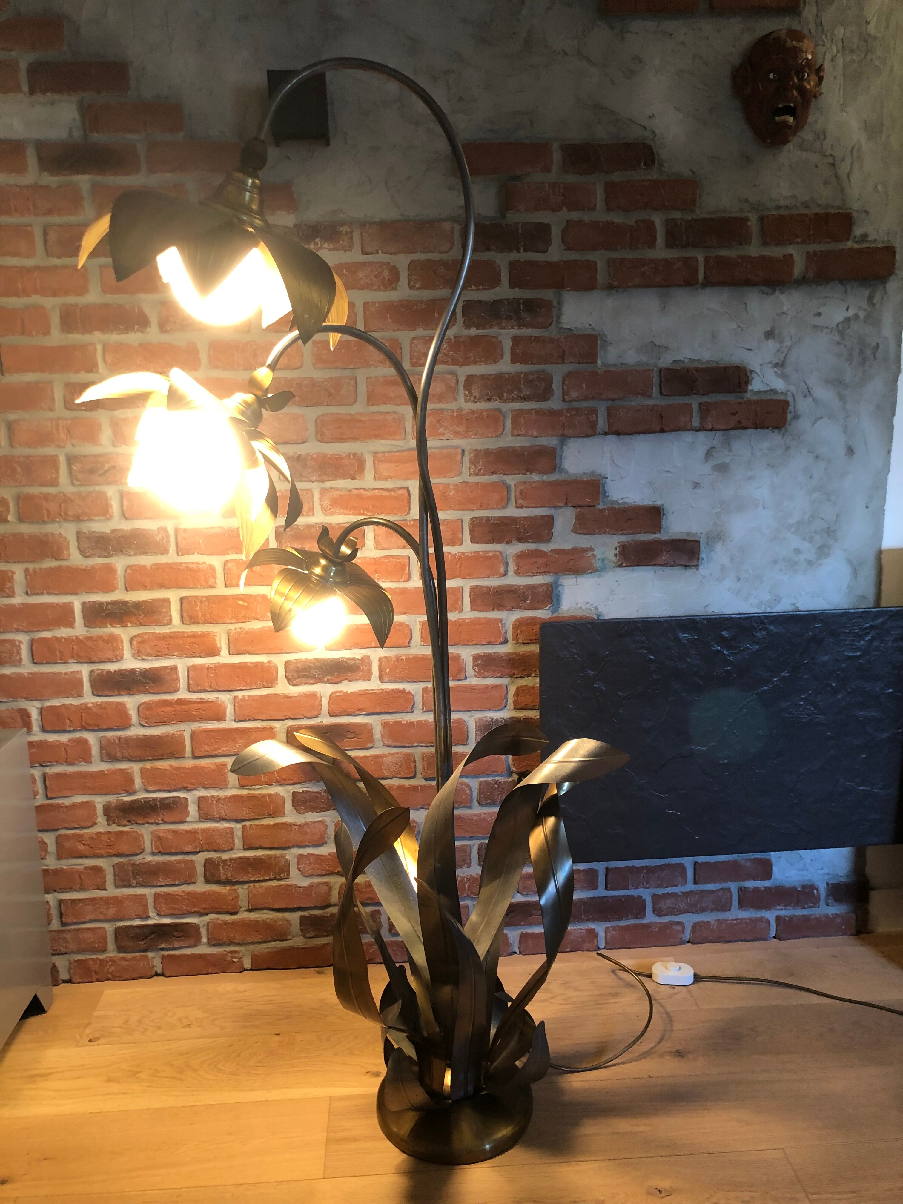 Lampadaire fleurs et plante lampe de plancher de fleur - design années 70
