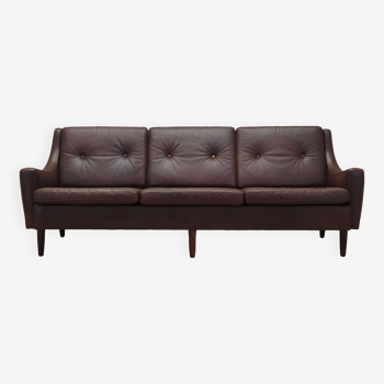 Canapé en cuir marron, design danois, années 1960, designer : Edmund Jørgensen