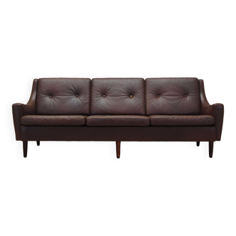 Canapé en cuir marron, design danois, années 1960, designer : Edmund Jørgensen