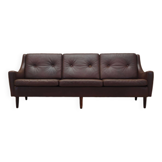 Brown leather sofa, Danish design, 1960s, designer: Edmund Jørgensen