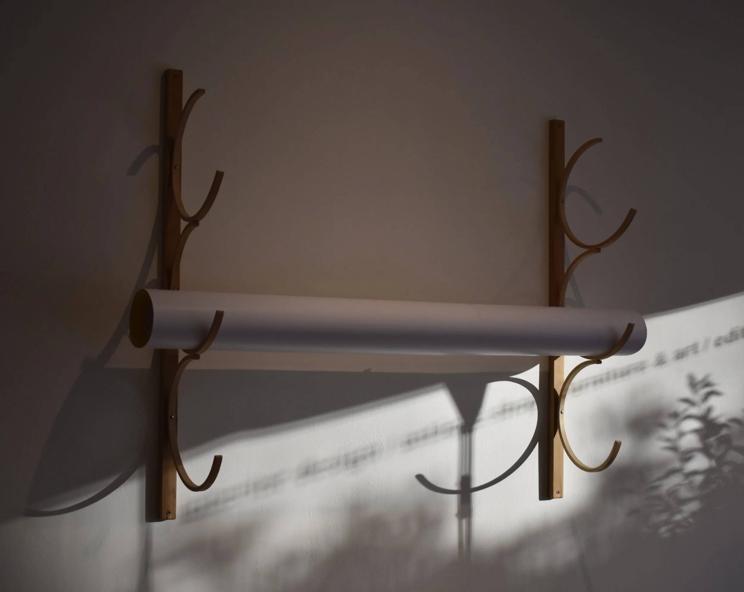 Swedish wooden wall-mounted drawing rack