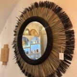 Handmade wall mirror made of natural fibers – bohemian chic style