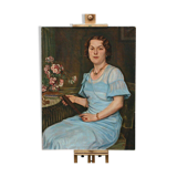 Grand portrait de jeune femme aux fleurs 1904, huile sur toile