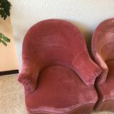 Pair of vintage pink velvet toad chair