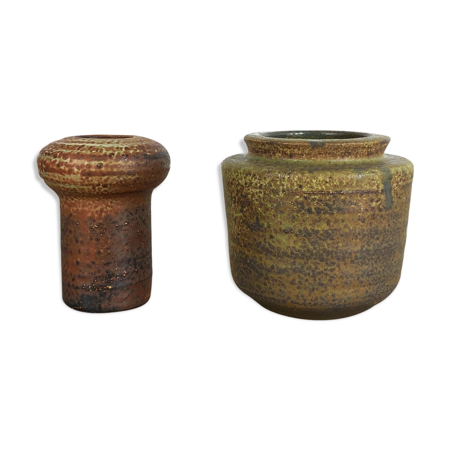 Set of 2 ceramic studio pottery vase by Piet Knepper for Mobach Netherlands 1970