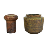 Set of 2 ceramic studio pottery vase by Piet Knepper for Mobach Netherlands 1970