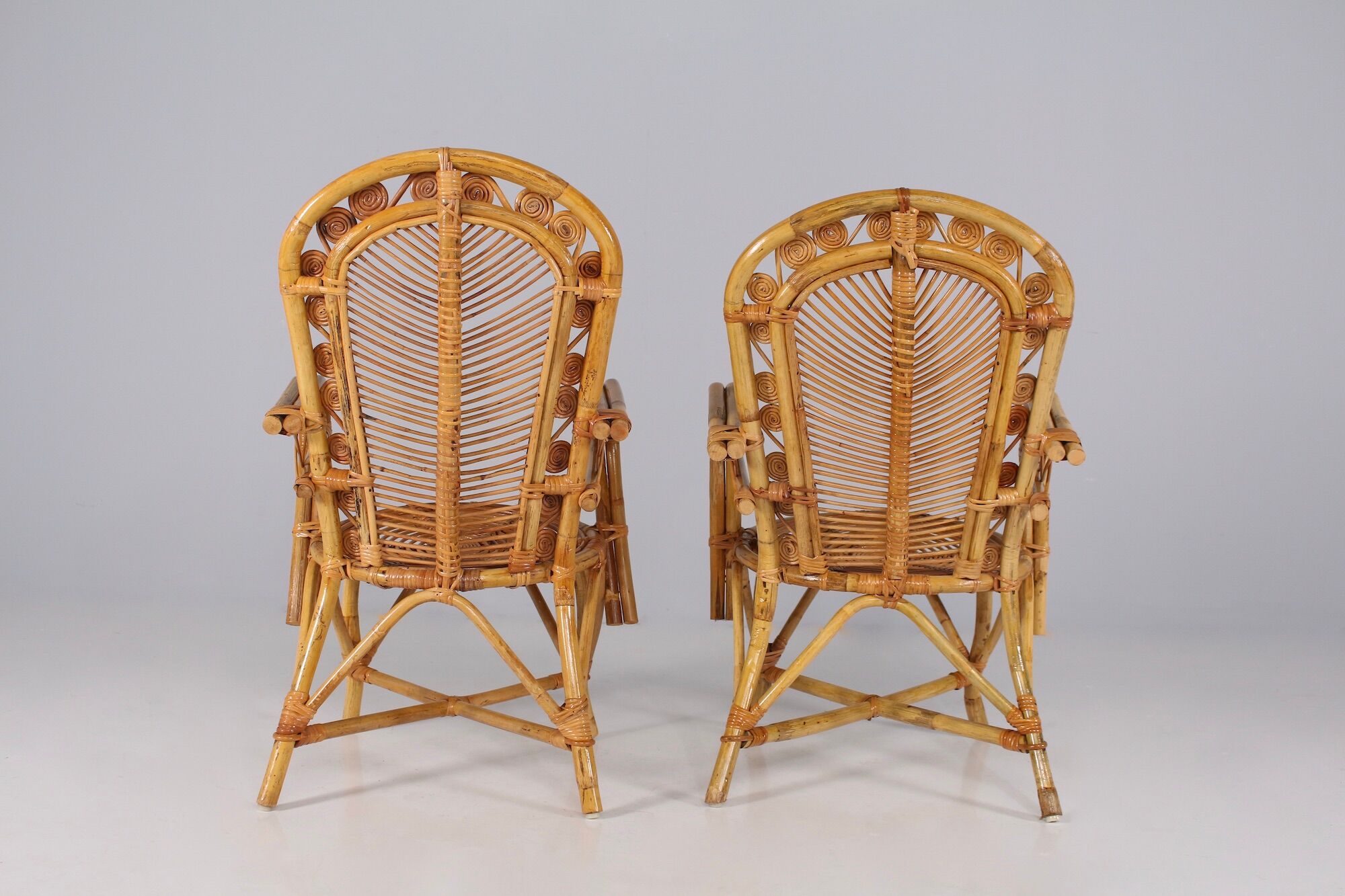 2 bamboo armchairs "wicker chairs"