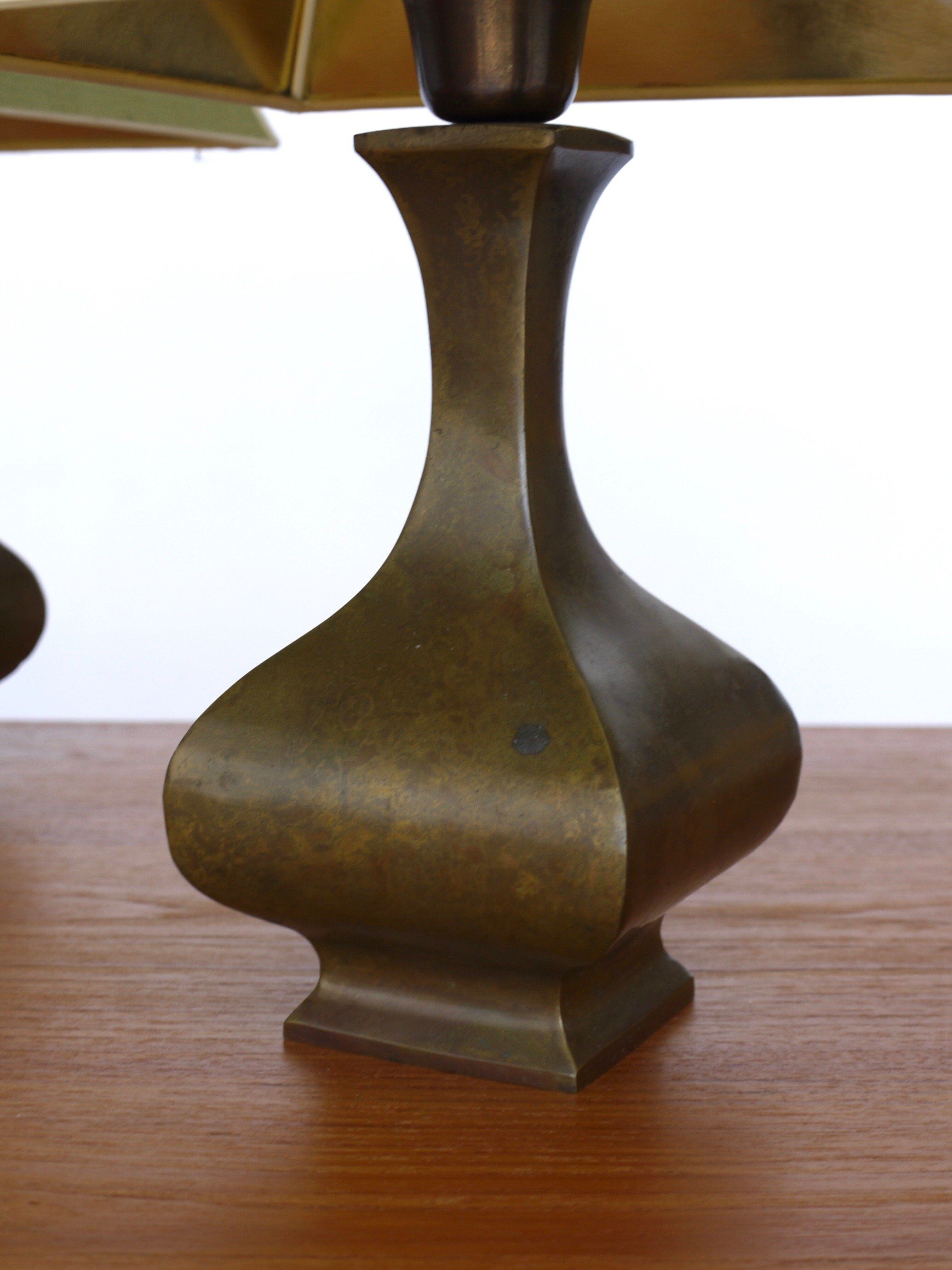 Chinoiserie brass table lamps, 1950s, set of 2