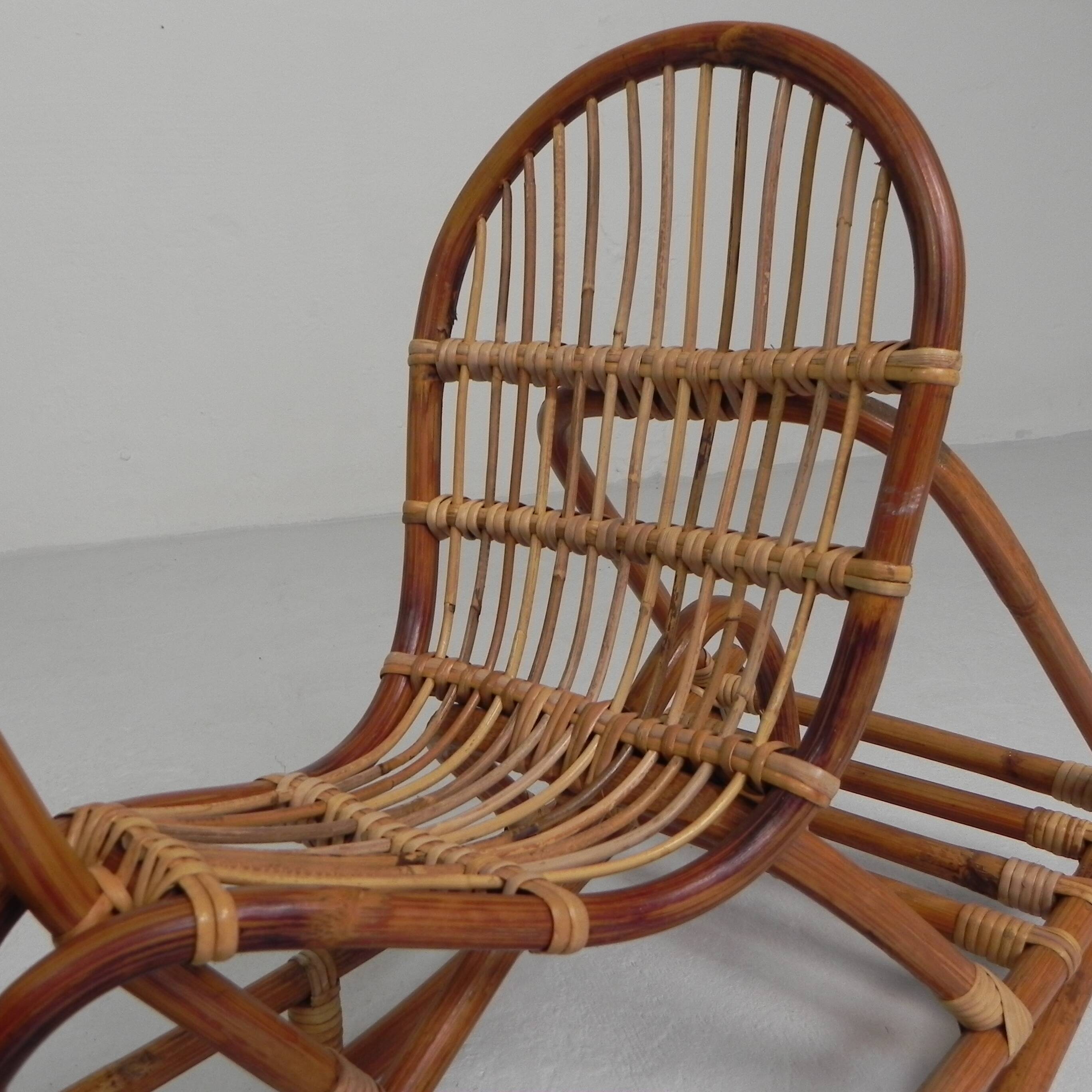 Vintage bamboo rocking horse, 1960s