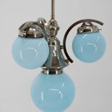 Art deco blue chandelier, 1930s, restored