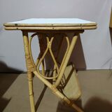 Table  porte revues en rotin vintage