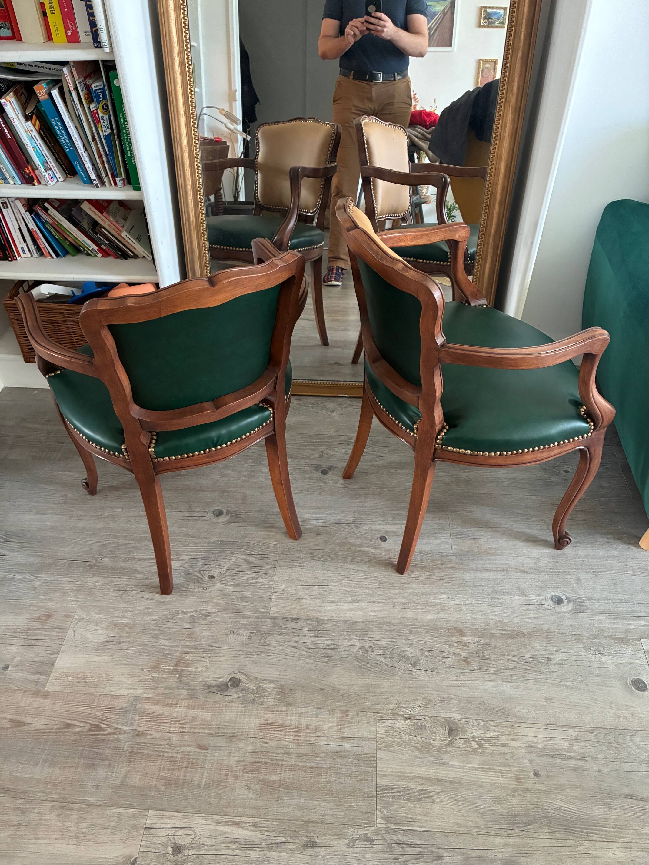 Pair of newly upholstered cabriolet armchairs