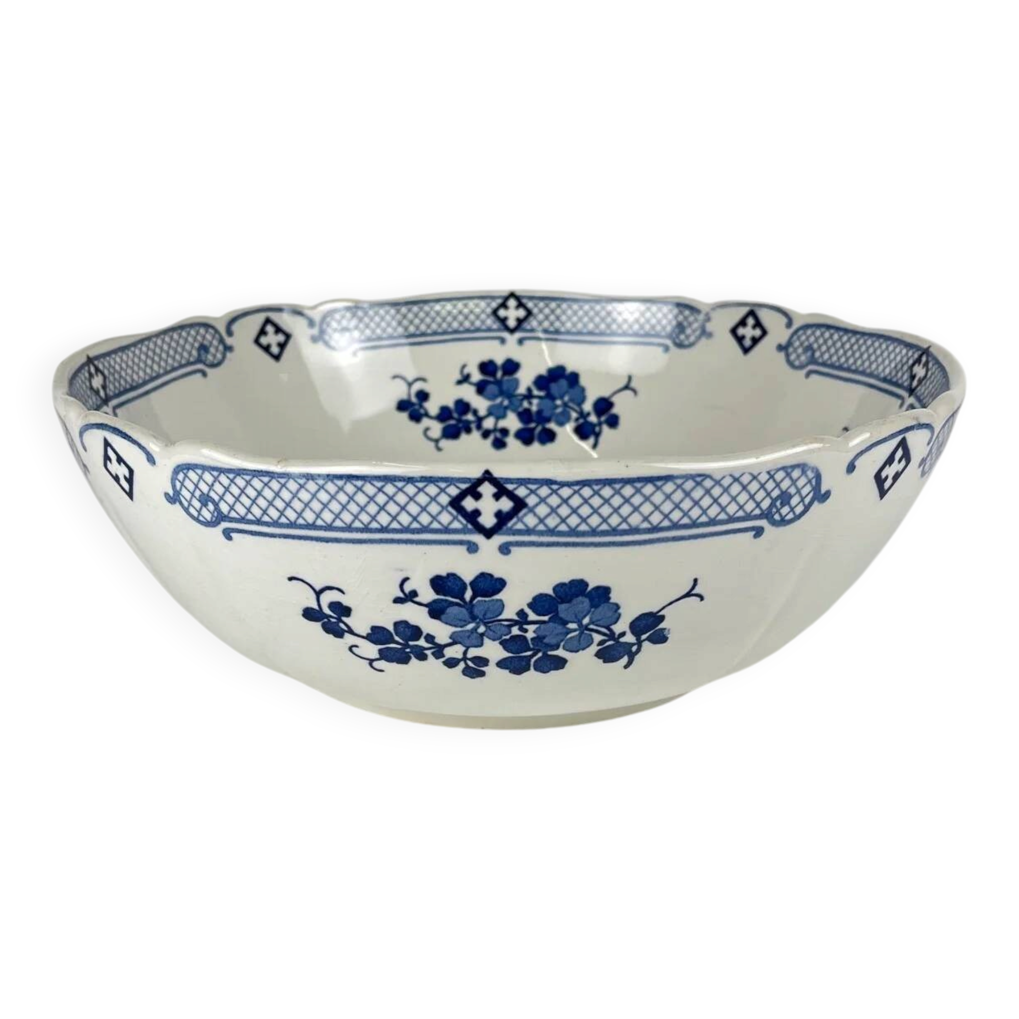 Saladier Terre de Fer KG Lunéville, modele "Jane", bleu, 1890-1915