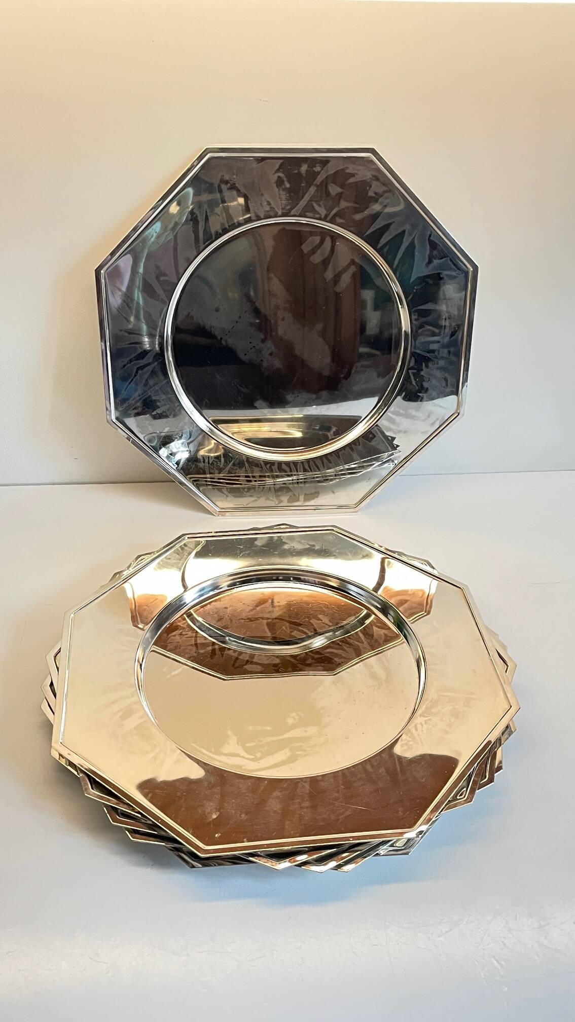 6 Vintage Silver-Plated Metal Plates and Dishes