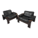 Pair of Scandinavian armchairs in leather and rosewood.