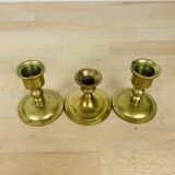 3 vintage gold brass candlesticks