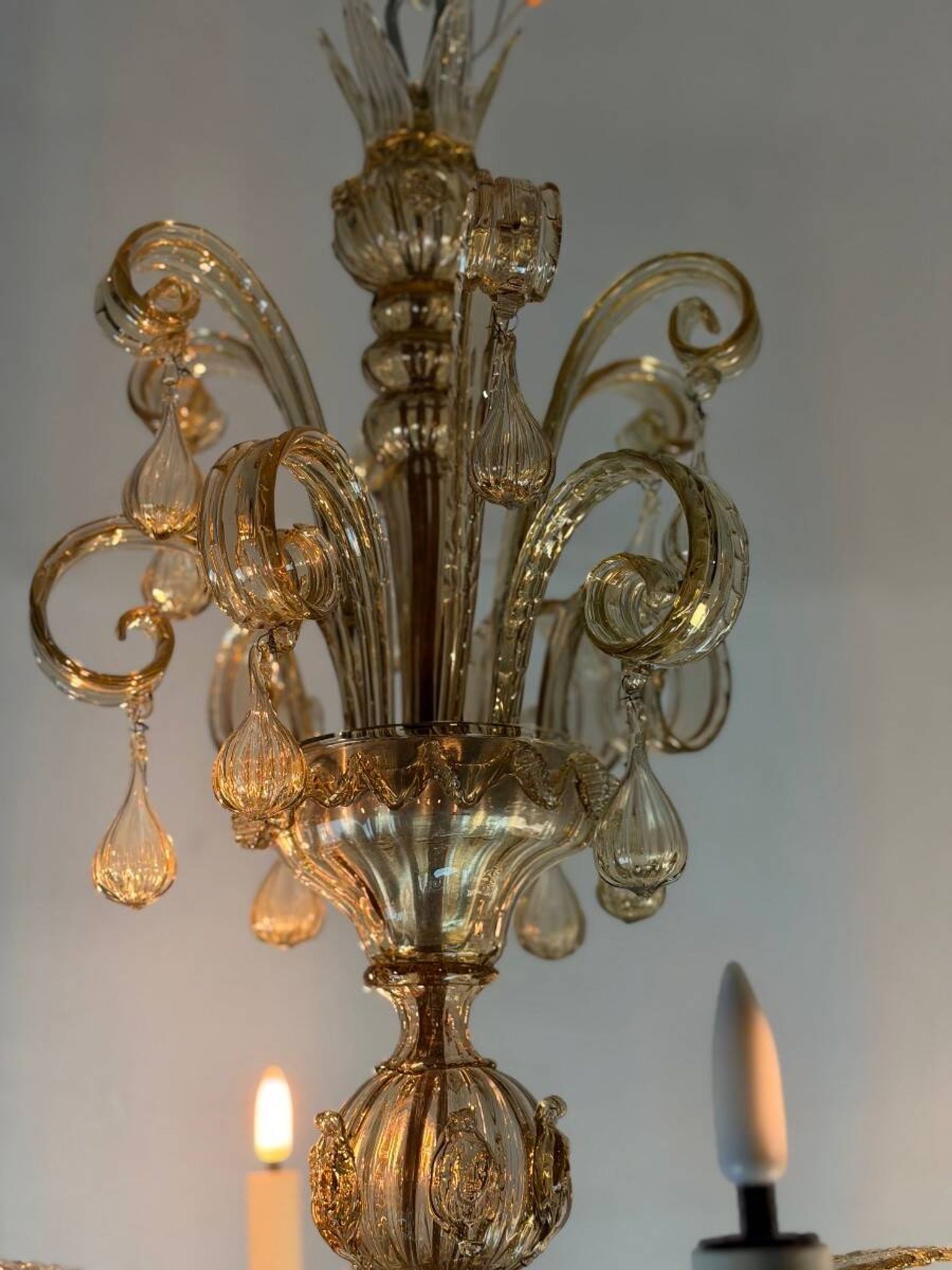 Lustre vénitien en verre de Murano mordoré, vers 1920