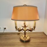 Lampe Lucien Gau style Empire en bronze massif doré à l'or vif "aux cygnes"
