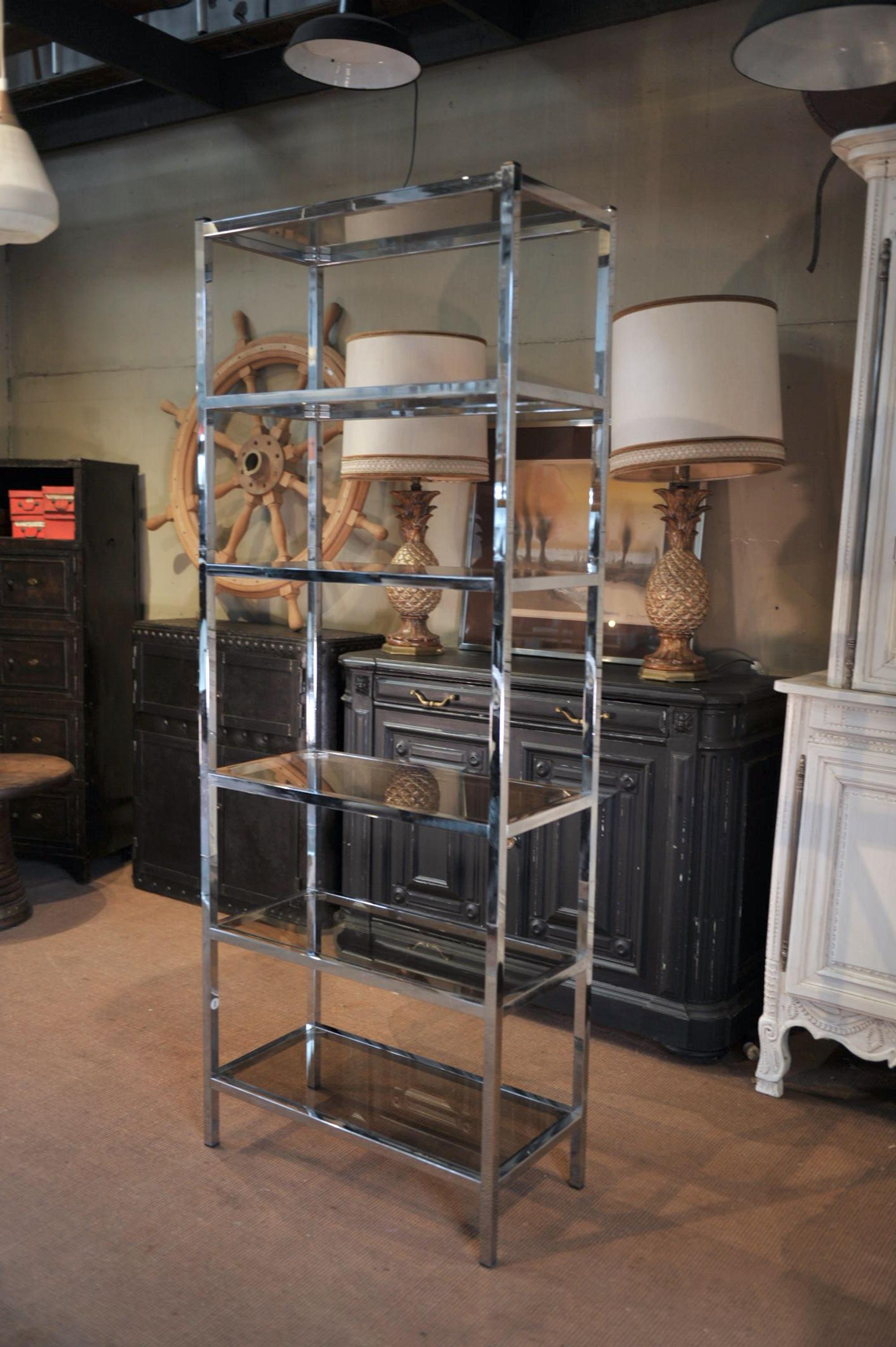 1970 chrome metal design shelf