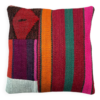 Housse de coussin kilim turc vintage, 40 x 40 cm