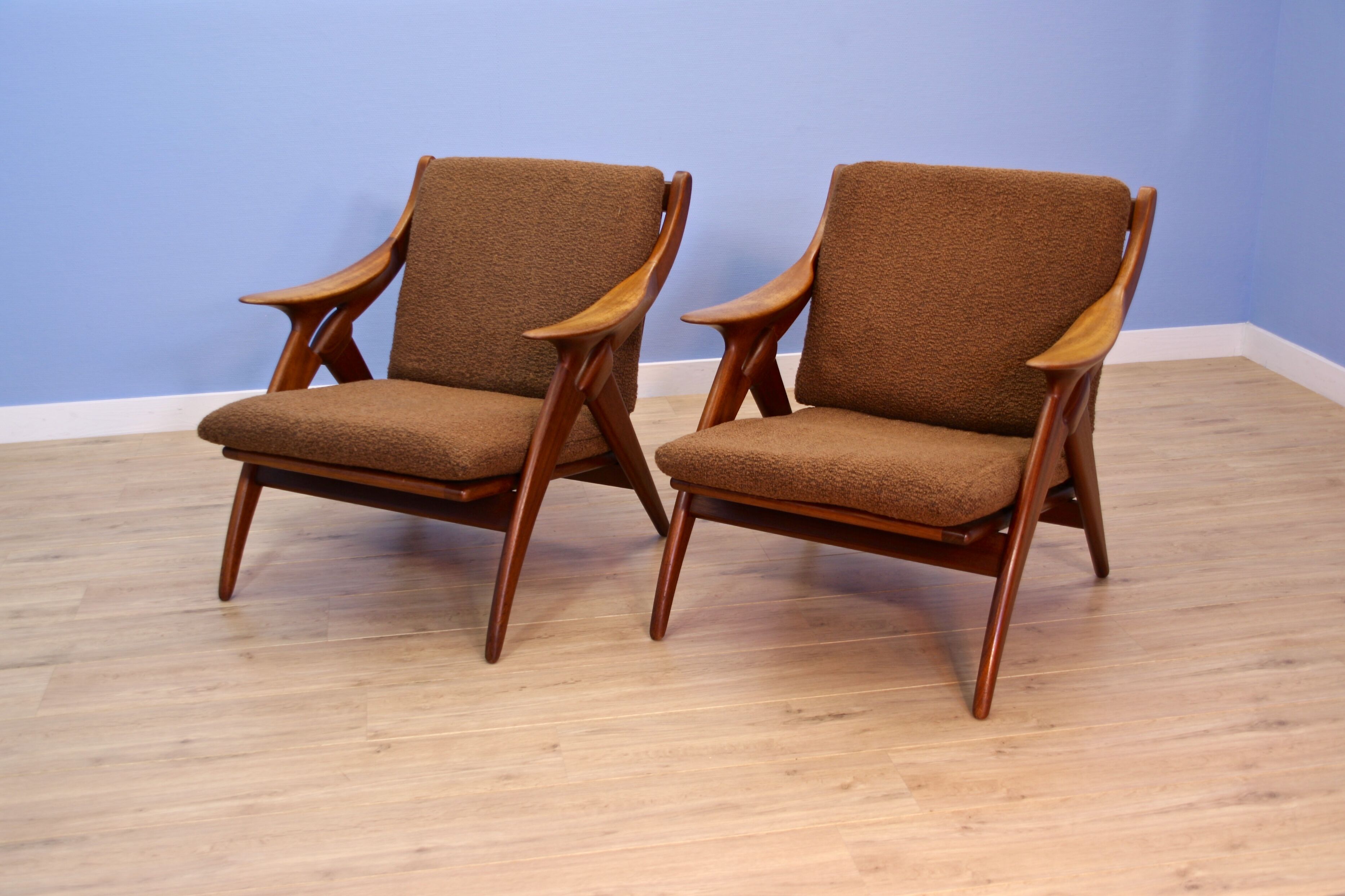 Set of 2 lounge chairs 'De Knoop' in teak by De Ster, 1960s
