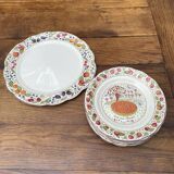 6 assiettes et 1 plat Gien XXe siècle