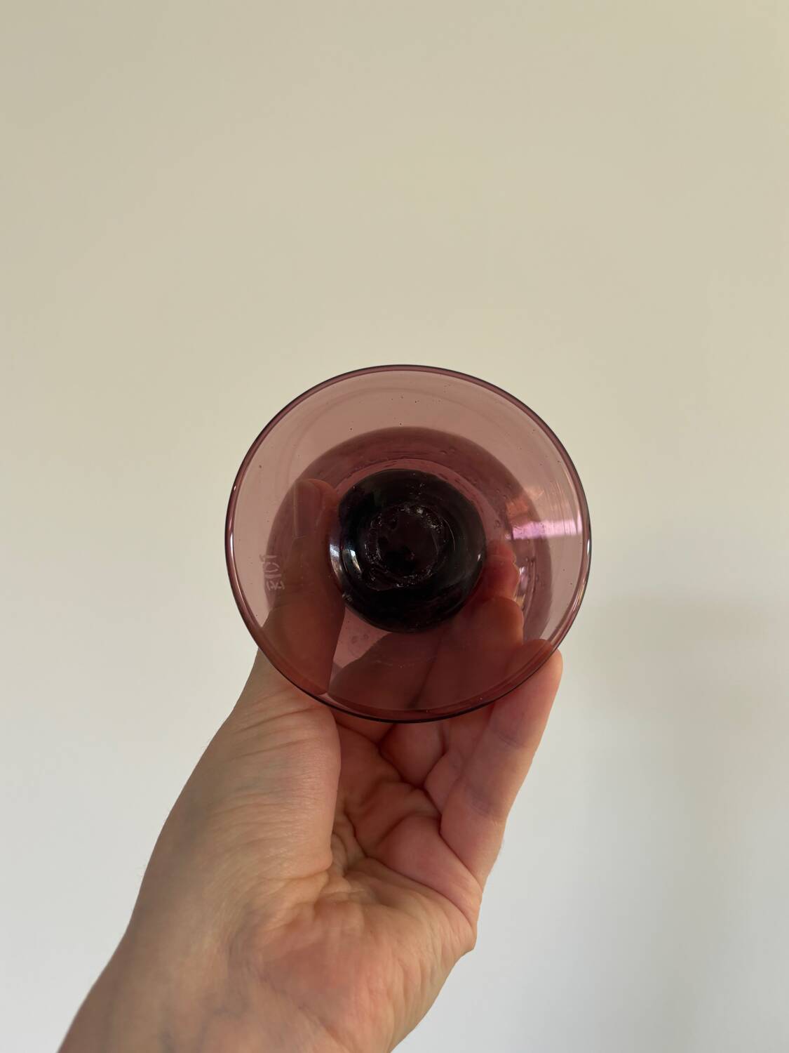 Set of 6 purple bubble glass glasses signed Biot – mouth-blown