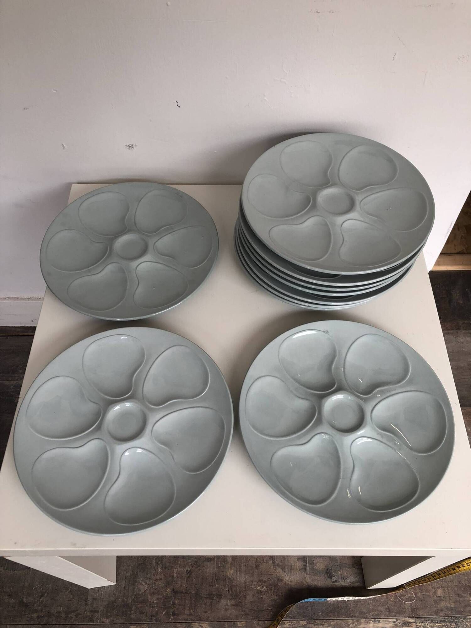 Set of 10 longwy oyster plates france