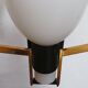 Teak, brass and opaline pendant light, Italy 1960