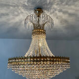 Brass chandelier and crystal tassel waterfall