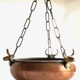 Cache-pot suspendu aux 3 buffles vintage