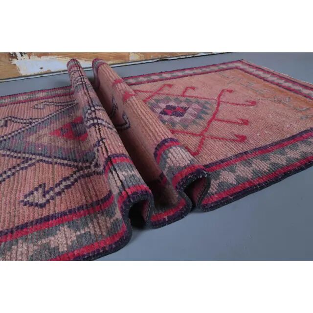 Vintage Turkish hand-knotted runner rug 84x353