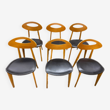 Set of 6 Scandinavian Roger Landault chairs produced by sentou