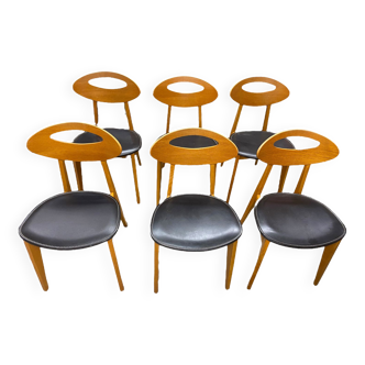 Set of 6 Scandinavian Roger Landault chairs produced by sentou