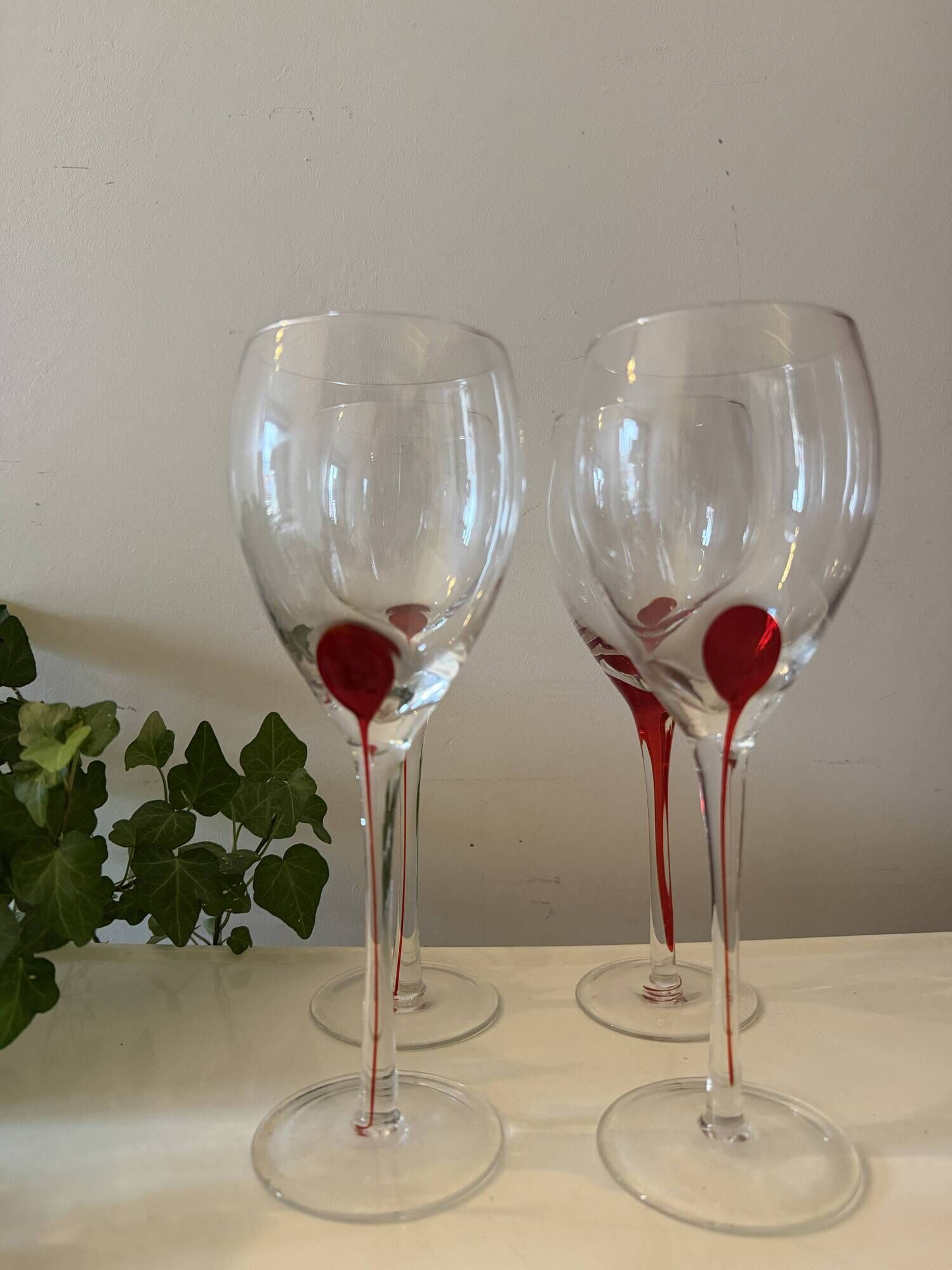 Luminarc Pop Art Red Drip Wine Glasses