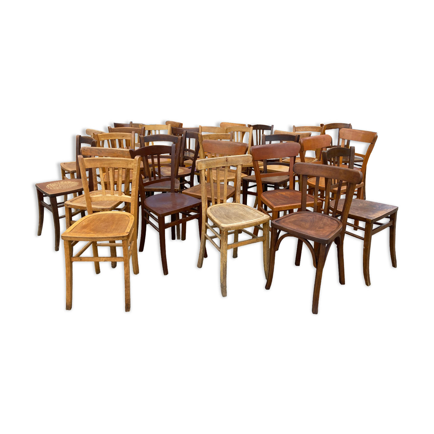Set of 30 vintage bistro and restaurant chairs