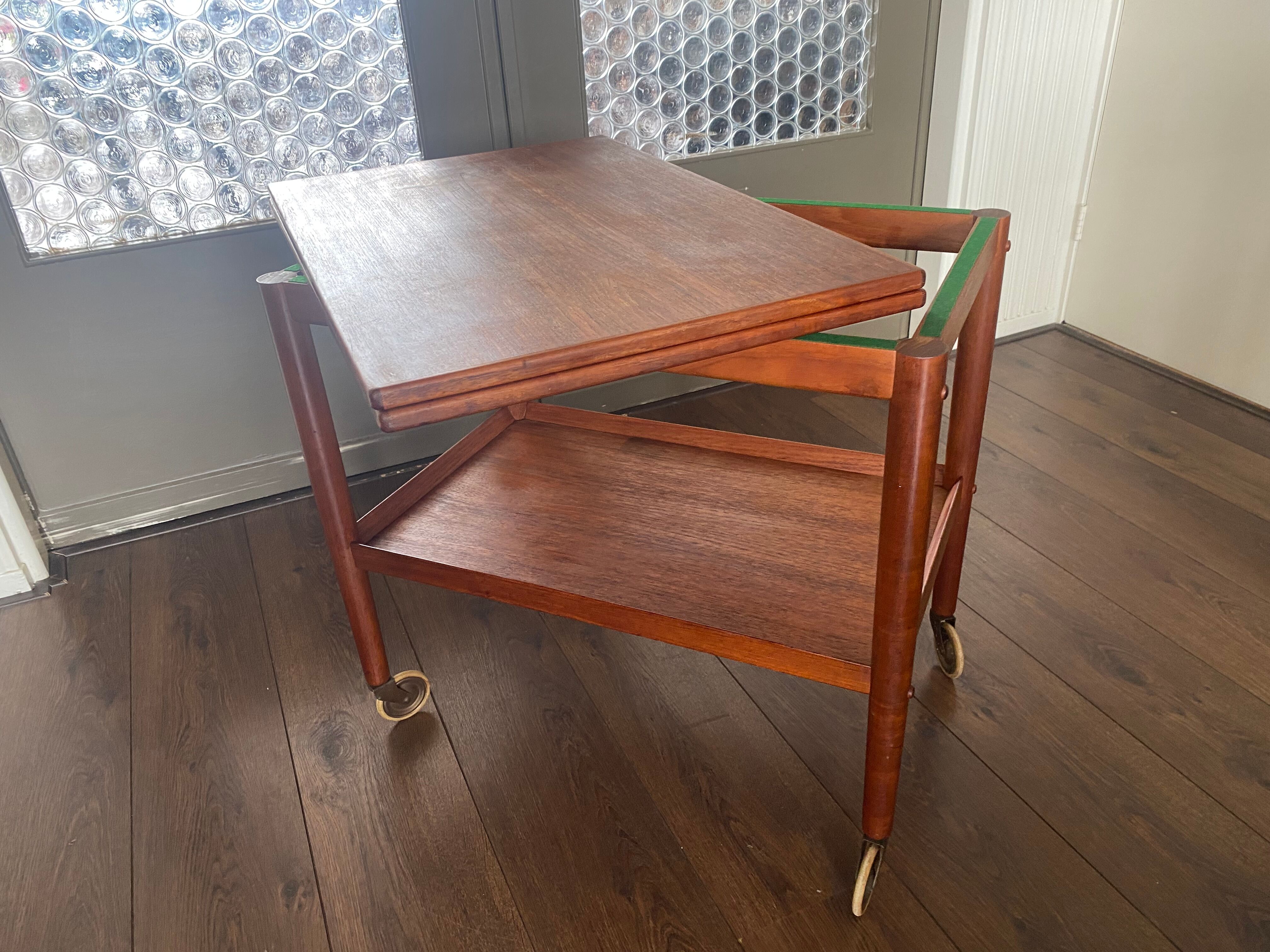 Danish Design Flip Top Bar Cart by Grete Jalk for Poul Jeppesens Møbelfabrik, 1960s
