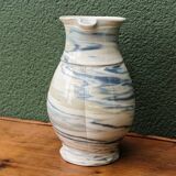 Water jug, signed, blue and white scrolls