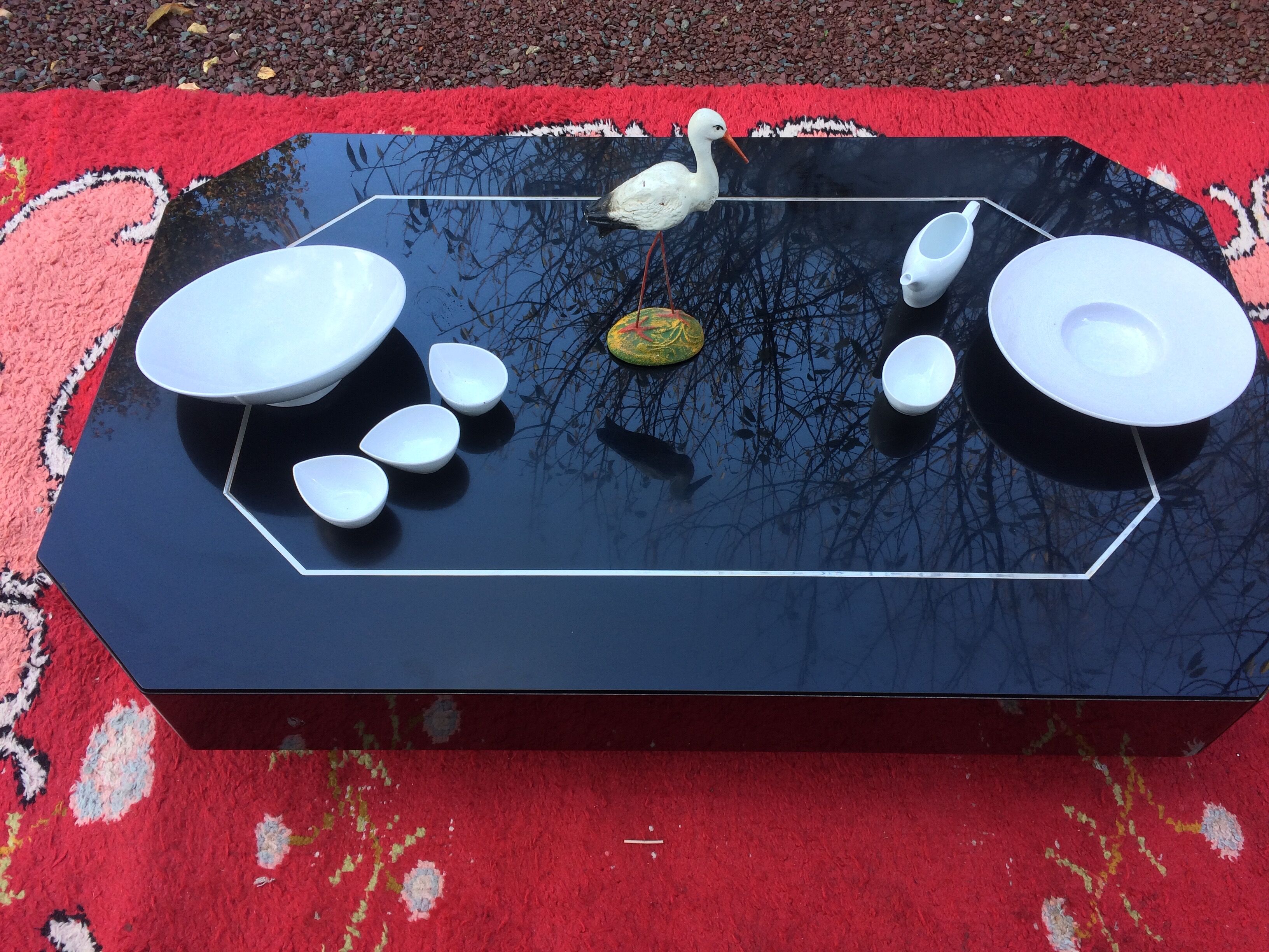 Black laqué wood coffee table - Japanese-style - Roche Bobois